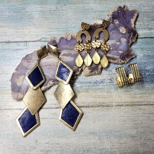 Three Gold  Geometric Earrings.